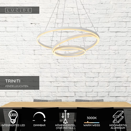 Lucide TRINITI - Pendelleuchten - Ø 80 cm - LED Dim. - 3000K - Weiß - USP
